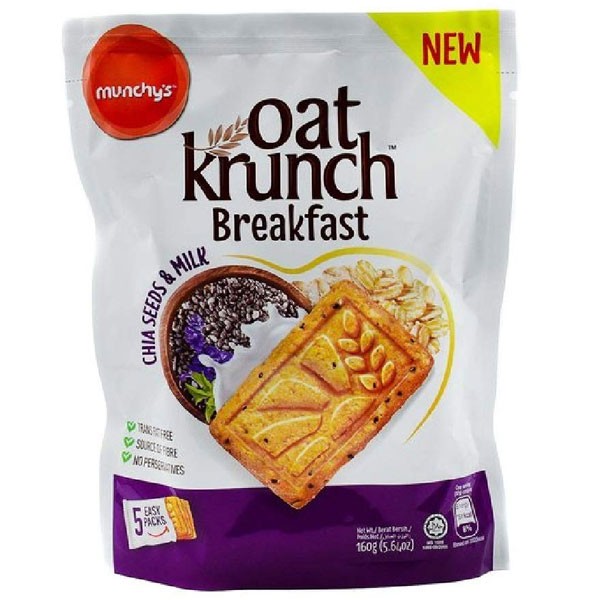 Munchy's Oat Krunch Breakfast Biscuits Chia Seeds & Milk 160gm ...