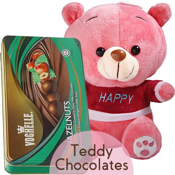 cute teddy with chocolate