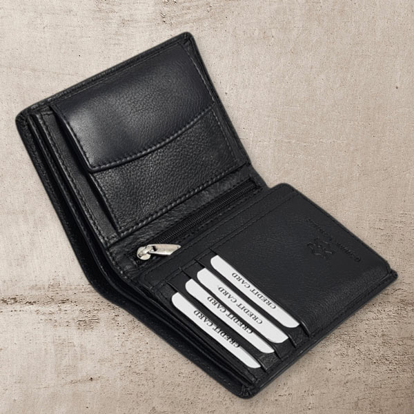 Woops Men's Leather Wallet (Bi-Fold) Black | Gifts to Nepal | Giftmandu